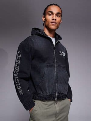 Courtside oversized hooded denim jacket